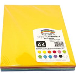 Rainbow Spectrum Board A4 200gsm Assorted 100 Sheets