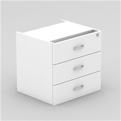 OM FIXED DRAWER PEDESTAL W464 x D400 x H450mm 3 Drawer White