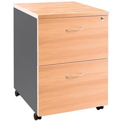 OM MOBILE PEDESTAL 2 Filing Drawers Beech Charcoal