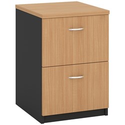 OM FILING CABINET 2 DRAWER W468 x D510 x H720mm Beech Charcoal