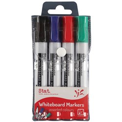 STAT WHITEBOARD MARKER BULLET 2mm Assorted Wallet Of 4