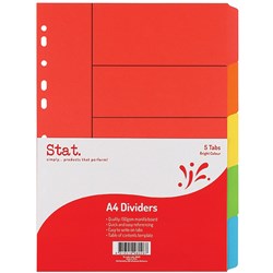 STAT DIVIDER A4 MANILLA BRIGHT Assorted 5 Tabs