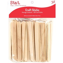 STAT POPSTICKS Wooden Plain Brown Pack of 150