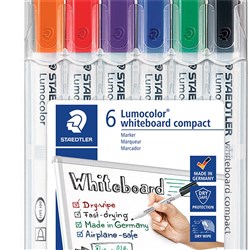 STAEDTLER LUMOCOLOR Whiteboard Marker 341 Compact Bullet Assorted Wallet of 6
