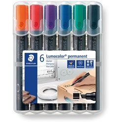 STAEDTLER LUMOCOLOR® Permanent Marker 350 Chisel Assorted Wallet of 6