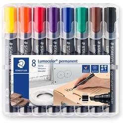 STAEDTLER LUMOCOLOR® Permanent Marker 350 Chisel Assorted Wallet of 8