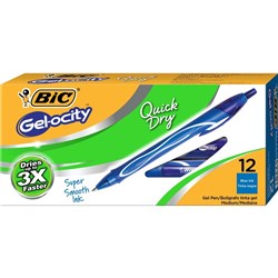 BIC GELOCITY GEL PEN Retractable 0.7mm Medium Blue Pack of 12