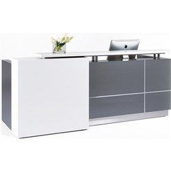 CALVIN RECEPTION COUNTER W 2500 x D 950 x H 1150mm Metallic Grey/Matte White