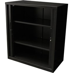 RAPIDLINE GO TAMBOUR CUPBOARD 2 SHELVES 900 W x 1016mm H x 473mm D Black