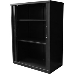 RAPIDLINE GO TAMBOUR CUPBOARD 2 SHELVES 900 W x 1200mm H x 473mm D Black