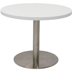 RAPIDLINE CIRCULAR COFFEE TABLE 900mm Dia Flat Disc Base Natural White Stainless Steel