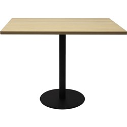 RAPIDLINE SQUARE TOP TABLE 900x900mm CIRCULAR BASE Natural Oak with Black