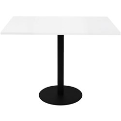 RAPIDLINE SQUARE TOP TABLE 900x900mm CIRCULAR BASE Natural White with Black