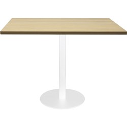 RAPIDLINE SQUARE TOP TABLE 900x900mm CIRCULAR BASE Natural Oak White Satin