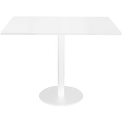 RAPIDLINE SQUARE TOP TABLE 900x900mm CIRCULAR BASE Natural White White Satin