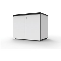 DELUXE INFINITY SWING DOOR CUPBOARD 900Wx600Dx730mmH Natural White with Black