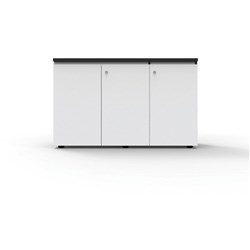 DELUXE INFINITY SWING DOOR CUPBOARD 1200Wx450Dx730mmH Natural White with Black