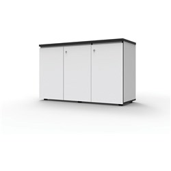 DELUXE INFINITY SWING DOOR CUPBOARD 1500Wx450Dx730mmH Natural White with Black