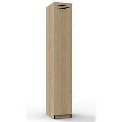 RAPIDLINE MELAMINE LOCKER 1 DOOR 305Wx455Dx1850mmH Natural Oak with Black