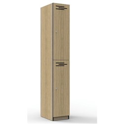 RAPIDLINE MELAMINE LOCKER 2 DOOR 305Wx455Dx1850mmH Natural Oak with Black