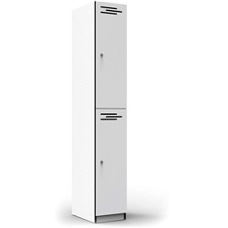 RAPIDLINE MELAMINE LOCKER 2 DOOR 305Wx455Dx1850mmH Natural White with Black