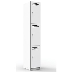 RAPIDLINE MELAMINE LOCKER 3 DOOR 305Wx455Dx1850mmH Natural White with Black