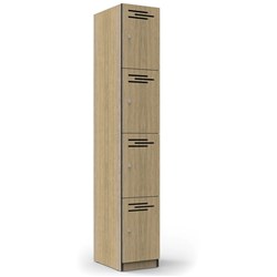 RAPIDLINE MELAMINE LOCKER 4 DOOR 305Wx455Dx1850mmH Natural Oak with Black
