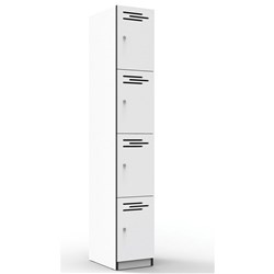 RAPIDLINE MELAMINE LOCKER 4 DOOR 305Wx455Dx1850mmH Natural White with Black