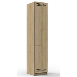 RAPIDLINE MELAMINE LOCKER STEP DOOR 305Wx455Dx1850mmH Natural Oak with Black