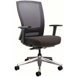 BURO MENTOR CHAIR WITH ARMS ALUMINIUM BASE BLACK