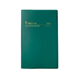 Collins Financial Year Vinyl Diary B7R Week to Opening Green