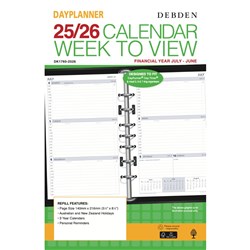 DEBDEN FINANCIAL YEAR DESK DAYPLANNER REFILL Weekly