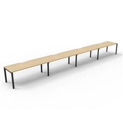 Deluxe Profile Workstation 4 Person No Screen 1500Wx750D Oak Top Black Single Frame