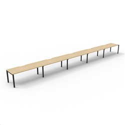 Deluxe Profile Workstation 5 Person No Screen 1200Wx750D Oak Top Black Single Frame