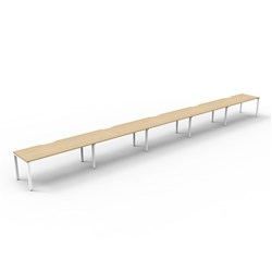 Deluxe Profile Workstation 5 Person No Screen 1200Wx750D Oak Top White Single Frame