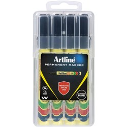 Artline 70 Permanent Markers Bullet Hard Case Black Pack Of 4
