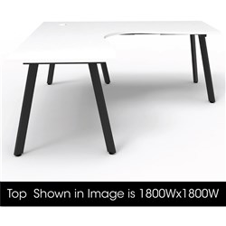 Eternity Corner Desk 1800Wx1500Wx750D 1 Person White Top Black Frame