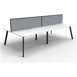 Eternity Workstation 4 Person With Screen 1500Wx750D White Top Black Double Frame