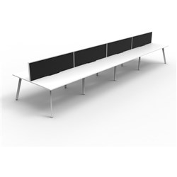 Eternity Workstation 8 Person With Screen 1500Wx750D White Top White Double Frame