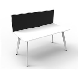 Eternity Straight Desk With Screen 1800Wx750D White Top White Single Frame