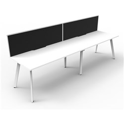 Eternity Workstation 2 Person With Screen 1500Wx750D White Top White Single Frame