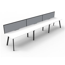 Eternity Workstation 3 Person With Screen 1200Wx750D White Top Black Single Frame