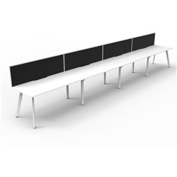 Eternity Workstation 4 Person With Screen 1200Wx750D White Top White Single Frame