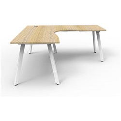 Eternity Corner Desk 1800Wx1800Wx750D 1 Person Oak Top White Frame