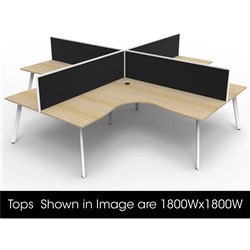 Eternity Corner Workstation 1500Wx1500Wx750D 4 Person Oak Top Black Quad Frame