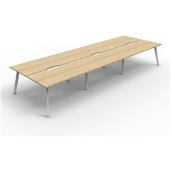 Eternity Workstation 6 Person No Screen 1800Wx750D Oak Top White Double Frame