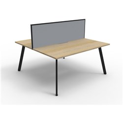 Eternity Workstation 2 Person With Screen 1200Wx750D Oak Top Black Double Frame