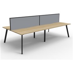 Eternity Workstation 4 Person With Screen 1200Wx750D Oak Top Black Double Frame