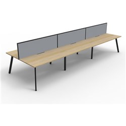 Eternity Workstation 6 Person With Screen 1200Wx750D Oak Top Black Double Frame