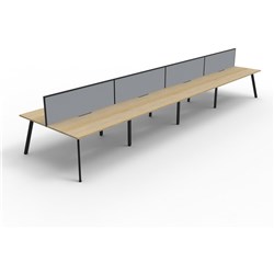 Eternity Workstation 8 Person With Screen 1500Wx750D Oak Top Black Double Frame